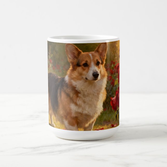 Caneca De Café Corgi nas Rosas V (Centro)
