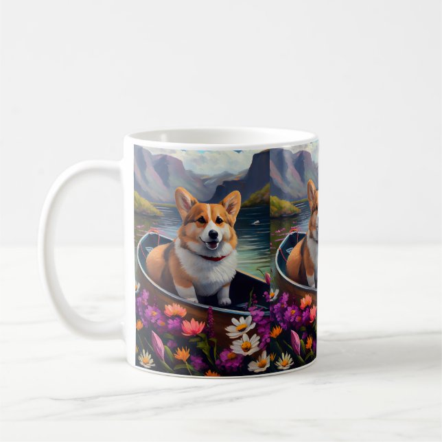 Caneca De Café Corgi num Caiaque: Uma Aventura Cênica (Esquerda)