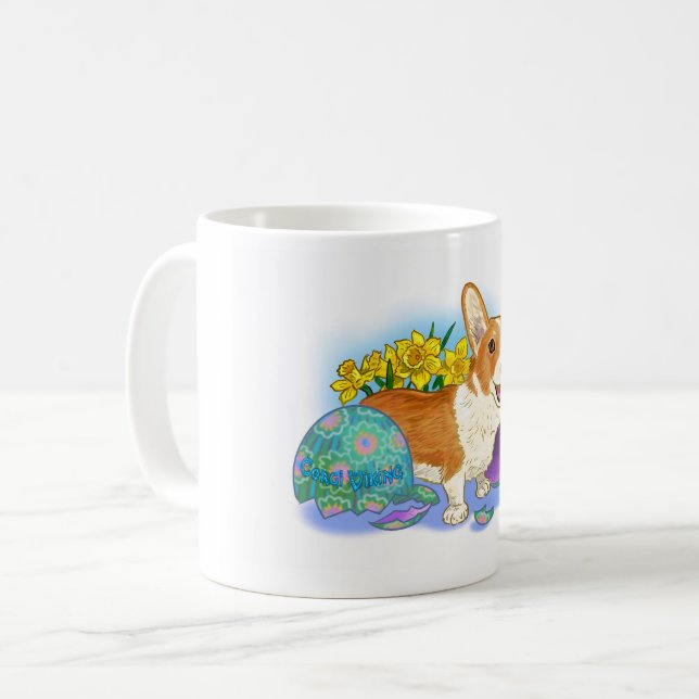 Caneca De Café Corgi Páscoa (Frente Esquerda)