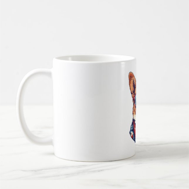 Caneca De Café Corgi Patriotic Dog USA Flag (Esquerda)