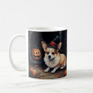 Caneca De Café Corgi Pumpkins Halloween Scary