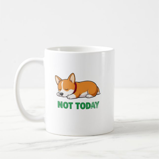 Caneca De Café Corgi Sonolento Não Hoje (Esquerda)