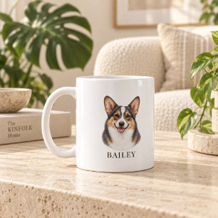 Caneca De Café Corgi Tricolor Bluie Personalizado