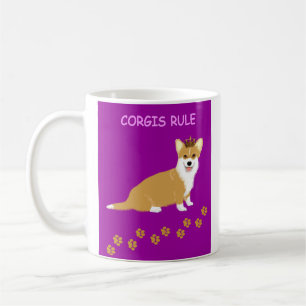 Caneca De Café Corgis Reinam Roxo