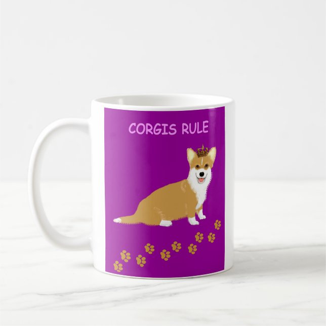Caneca De Café Corgis Rule Purple (Esquerda)