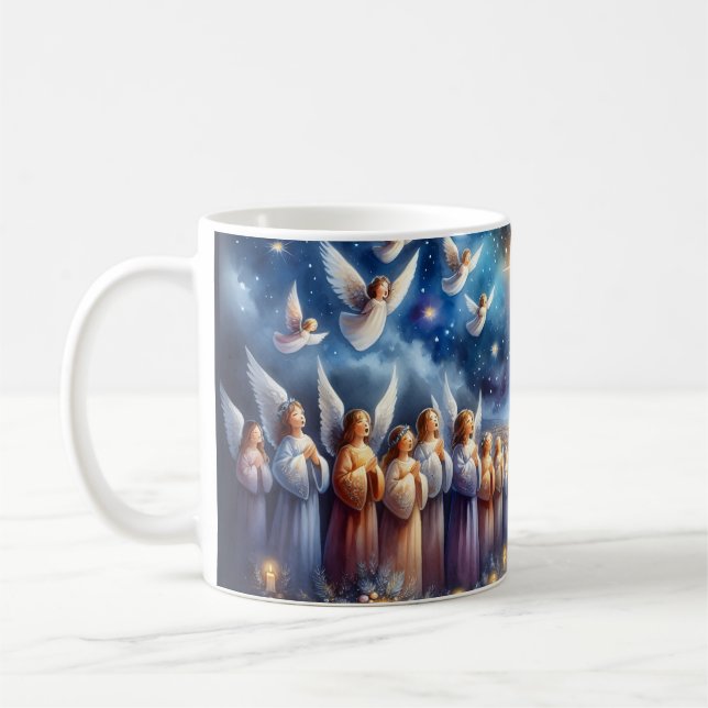 Caneca De Café Coro Celestial Sob Estrela de Belém (Esquerda)