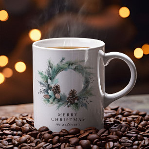 Caneca De Café Coroa Botânica Festiva Feliz Natal