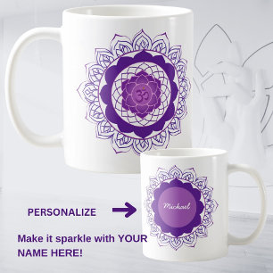 Caneca De Café Coroa Chakra Mandala - Sahasrara Com Om