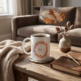 Caneca De Café Coroa de Folhas de Outono Quente Nome Design