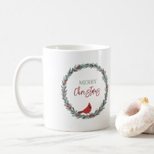 Caneca De Café Coroa de Frutas Vermelhas e Cardinal Vermelho Nata