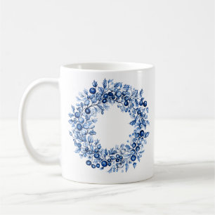 Caneca De Café Coroa de Natal de Azevinho de Inverno de Mirtilo A