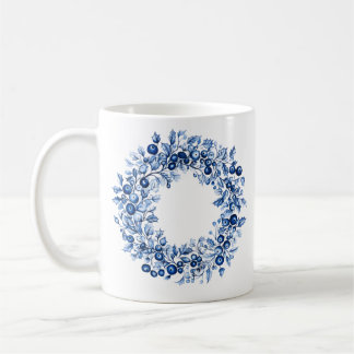 Caneca De Café Coroa de Natal de Azevinho de Inverno de Mirtilo A