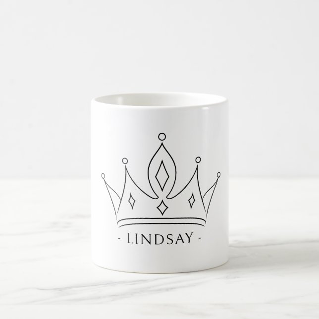 Caneca De Café Coroa de Princesa Sobrenome Personalizado  (Centro)