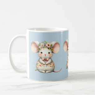 Caneca De Café Coroa Floral Coroa Flor De Vestido Do Mouse