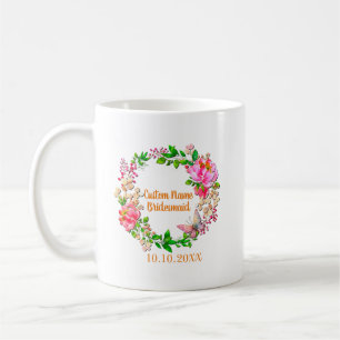 Caneca De Café Coroa Personalizada Rosa Floral Casamento Festa
