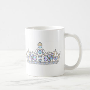 Caneca De Café coroa prateada de diamantes cardíacos moda brilhan