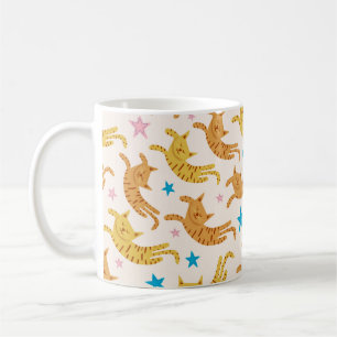Caneca De Café Corpo sem costura de gatos bonitos com estrelas de