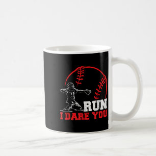 Caneca De Café Corra Eu Desafio Você Placa Divertida de Beisebol