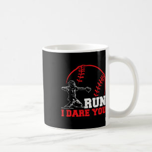 Caneca De Café Corra, Ouso-Te Engraçada A Pegar Baseball Pla