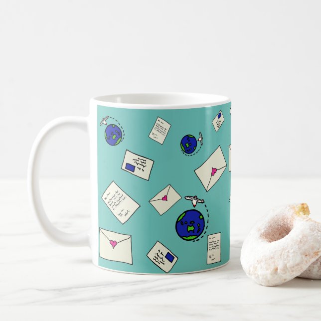 Caneca De Café Correio ao Redor do Mundo (Com Donut)
