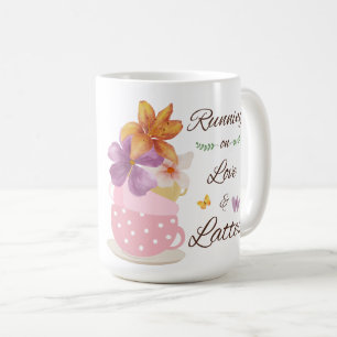 Caneca De Café Correndo de Amor e Cafés com Arte Floral de Café