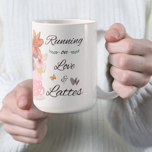 Caneca De Café Correndo de Amor e Cafés com Arte Floral de Café