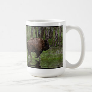 Caneca De Café Correndo de Buffalo e Floresta, Design de Bison-lo