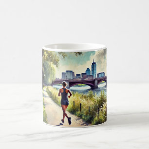 Caneca De Café Correndo em Boston, Massachusetts Charles River