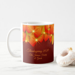Caneca De Café Correspondência Ação de Graças Laranja Nome Ano