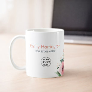 Caneca De Café Corretor de Imóveis Blush Bloom Gray