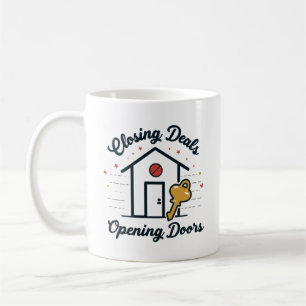 Caneca De Café Corretor de Imóveis Fechando Negócios, Abrindo Por