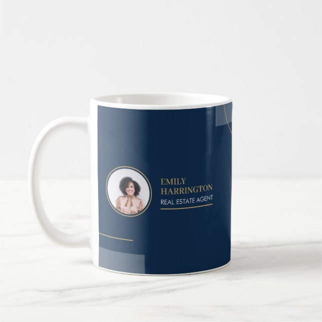 Caneca De Café Corretor de Imóveis Navy Linhas Finas (Esquerda)