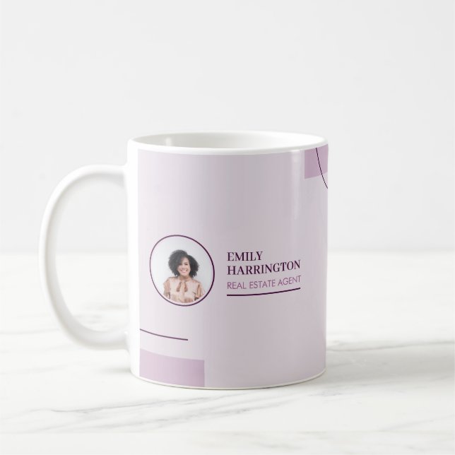 Caneca De Café Corretora de Imóveis Linhas Finas Rosa (Esquerda)