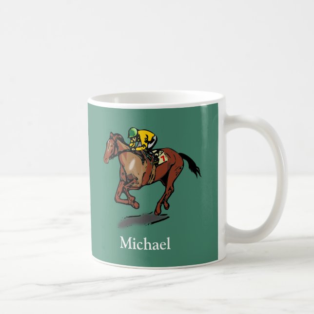 Caneca De Café Corrida de Cavalo Personalizada (Direita)