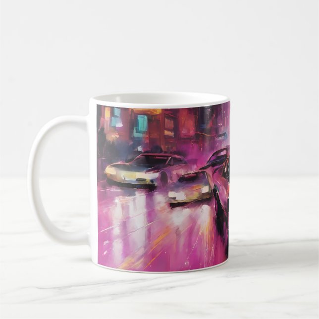 Caneca De Café Corrida noturna em Vibrant City (Esquerda)