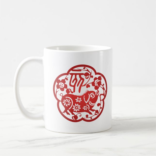 Caneca De Café Cortando Papel Zodíaco Chinês (Esquerda)