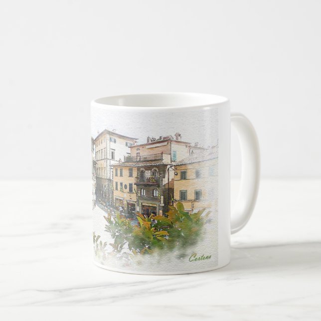 Caneca De Café Cortona. Italia. Toscânia (Frente Esquerda)