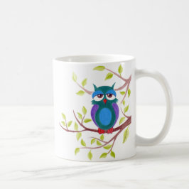 Caneca De Café Coruja adormecida em um desenho de árvore