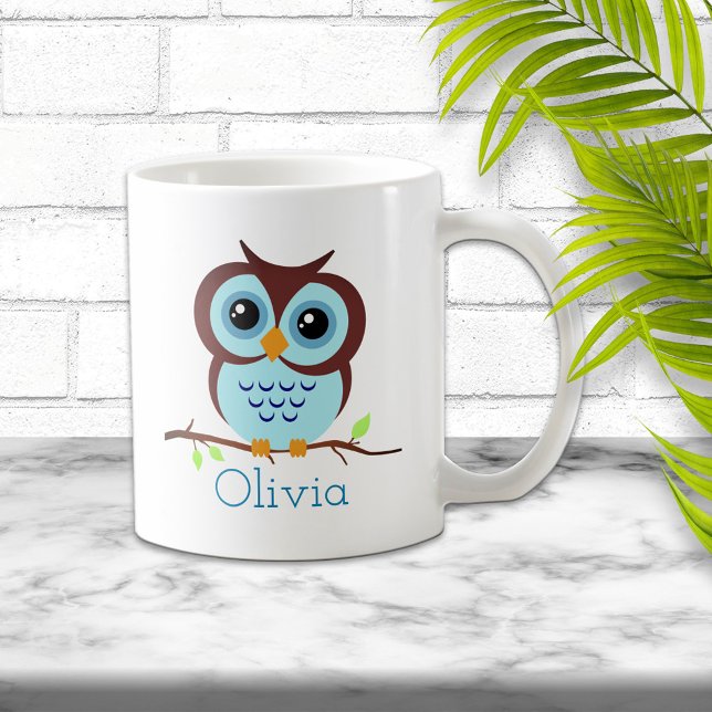 Caneca De Café Coruja Azul-Cartoon (Criador carregado)
