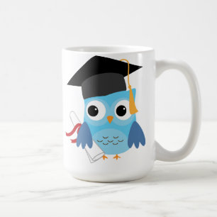 Caneca De Café Coruja Azul com Diploma Graduação Mug