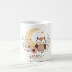 Caneca De Café Coruja-bebê bonita com lua