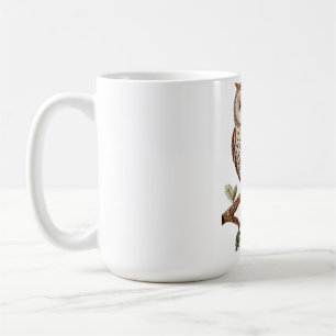 Caneca De Café Coruja Bordada em Galho Desenho de Arte da Naturez