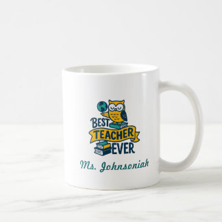 Caneca De Café Coruja com Livros e Globo Melhor Professor de Todo