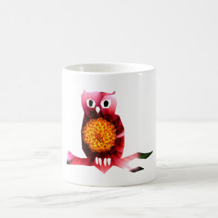 Caneca De Café Coruja, Coruja Pássaro Floral Arte Mug