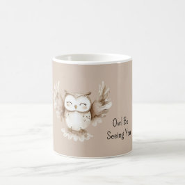 Caneca De Café Coruja Creme Marrom Vai Te Ver