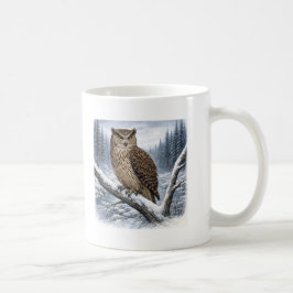 Caneca De Café Coruja-de-blakiston na Floresta de Inverno –