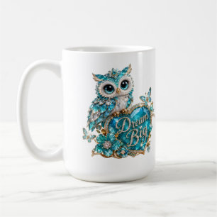 Caneca De Café Coruja de Cristal Turquesa Sonhe Grande Design de
