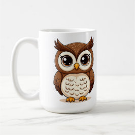 Caneca De Café Coruja de desenho animado adorável com olhos grand