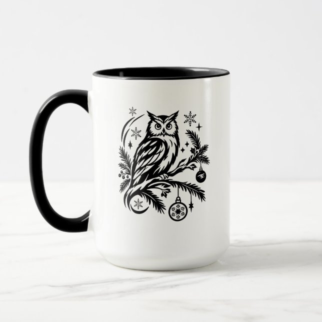 Caneca de Café Coruja de Natal Festiva (Esquerda)