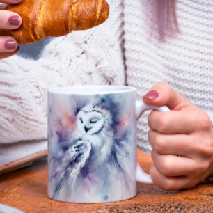 Caneca De Café Coruja de Neve Encantada em Watercolor